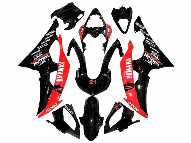 2008-2016 Red Glossy Black DENSO Yamalube 21 Yamaha YZF 600 R6 Motorcycle Fairings