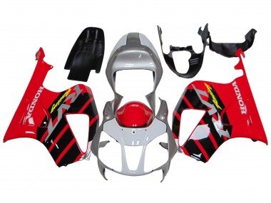 2000-2006 Silver Red Black Stripe Racing Honda VTR1000 Motorcycle Fairings