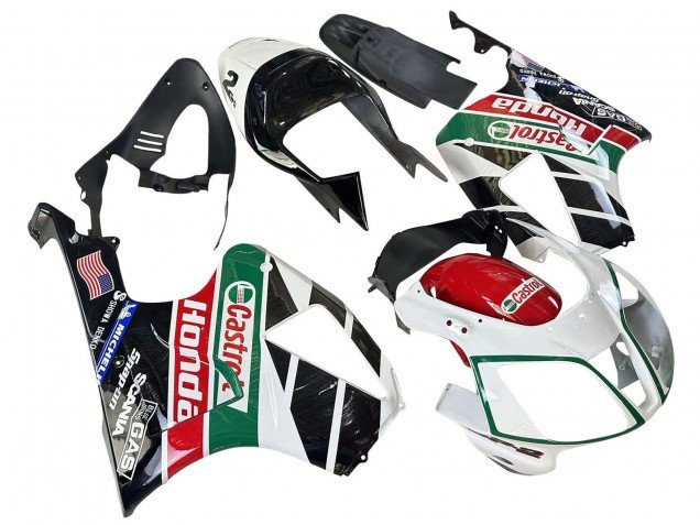2000-2006 White Red Green Glossy Black Castrol Honda VTR1000 Motorcycle Fairings