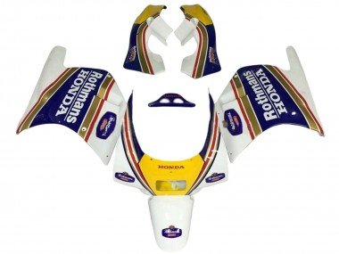 1988-1989 White Yellow Blue Rothmans Honda NSR250R Motorcycle Fairings