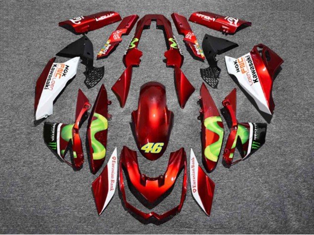 2010-2013 Red White Green Monster 46 Kawasaki Z1000 Motorcycle Fairings