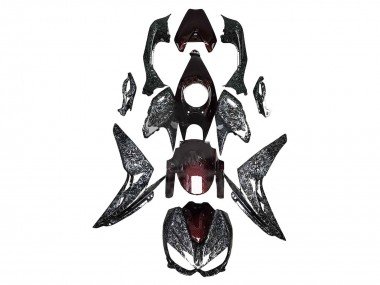 2014-2019 Black Red Forged Carbon Fiber Kawasaki Z1000 Motorcycle Fairings