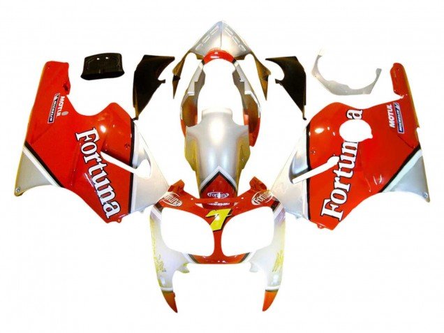 2000-2001 Silver Red Fortuna Motul 7 Kawasaki ZX12R Motorcycle Fairings