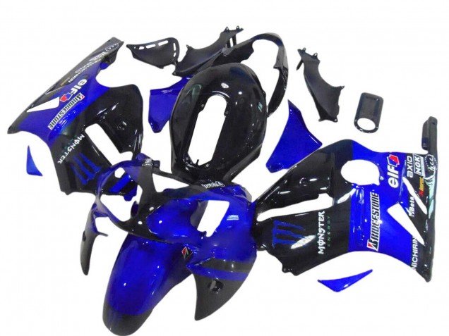 2000-2001 Glossy Black Blue Monster Kawasaki ZX12R Motorcycle Fairings