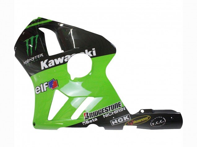 2002-2006 Green Glossy Black Elf Touch4 Monster Kawasaki ZX12R Motorcycle Fairing