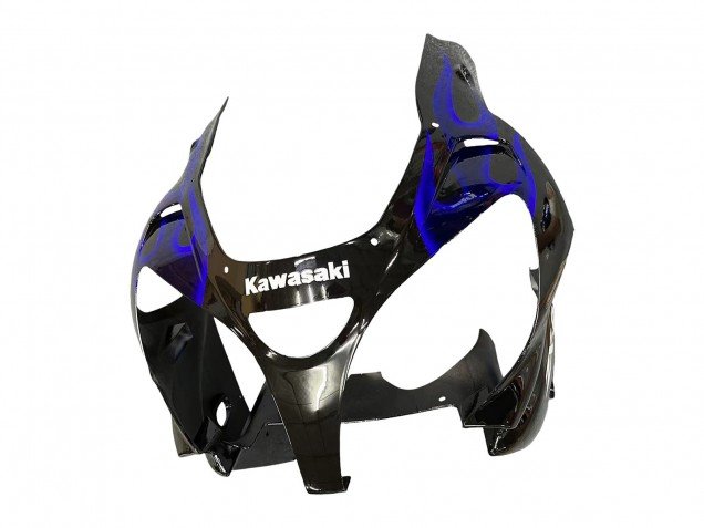 2000-2001 Glossy Black Blue Flame White Kawasaki ZX9R Motorcycle Fairings