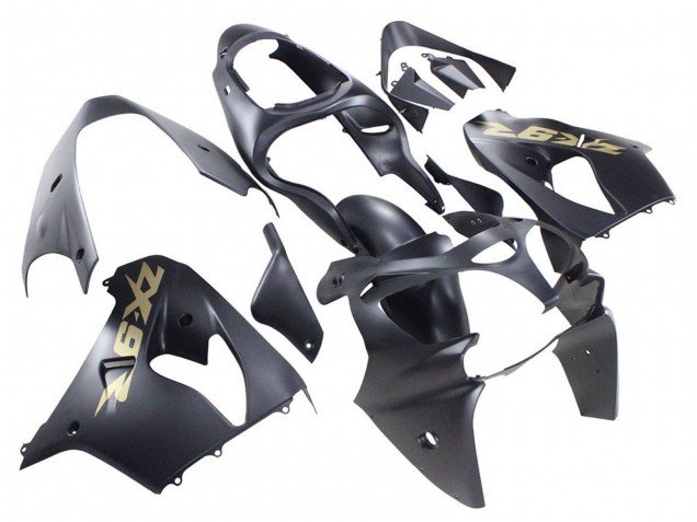 2000-2001 Matte Black Gold Kawasaki ZX9R Motorcycle Fairings
