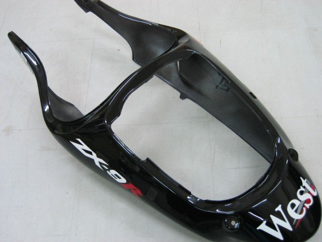 2000-2001 Glossy Black White West Kawasaki ZX9R Motorcycle Fairings