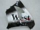 2000-2001 Glossy Black White West Kawasaki ZX9R Motorcycle Fairings