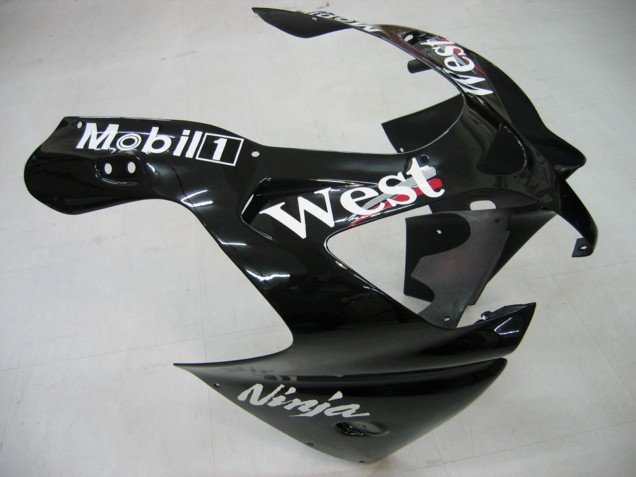2000-2001 Glossy Black White West Kawasaki ZX9R Motorcycle Fairings