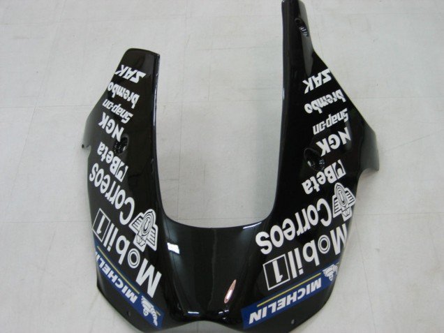 2000-2001 Glossy Black White West Kawasaki ZX9R Motorcycle Fairings