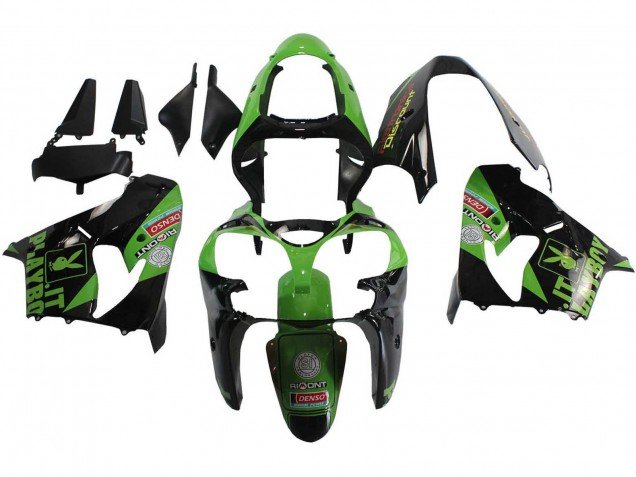 2000-2001 Green Black Playboy DENSO Kawasaki ZX9R Motorcycle Fairings