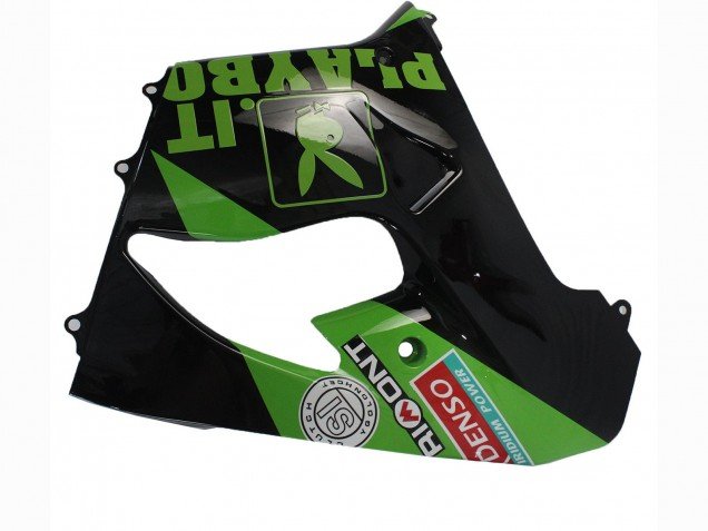 2000-2001 Green Black Playboy DENSO Kawasaki ZX9R Motorcycle Fairings