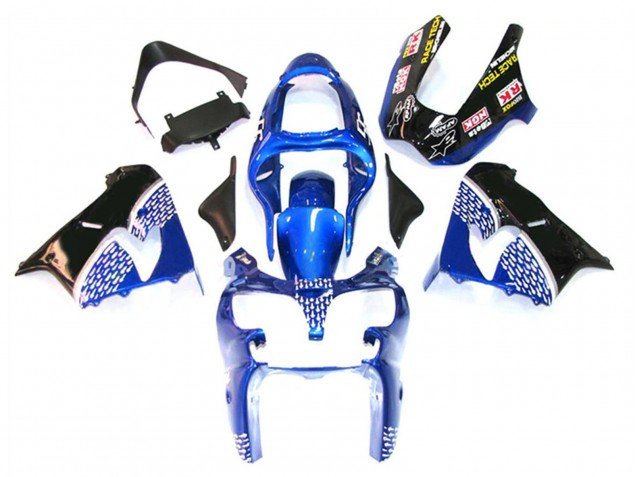 2000-2001 Blue White Black Kawasaki ZX9R Motorcycle Fairings