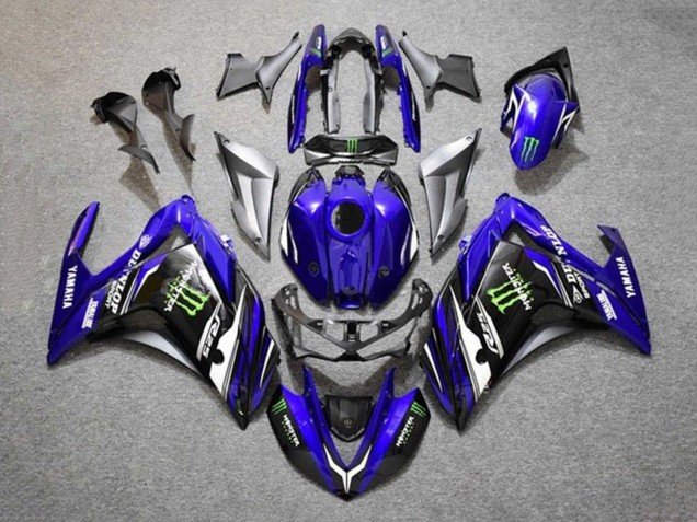2015-2018 Blue Silver Black Monster Yamaha YZF R3/R25 Motorcycle Fairings