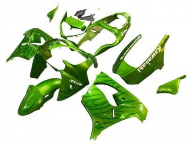 2002-2003 Green Flame Kawasaki ZX9R Motorcycle Fairings
