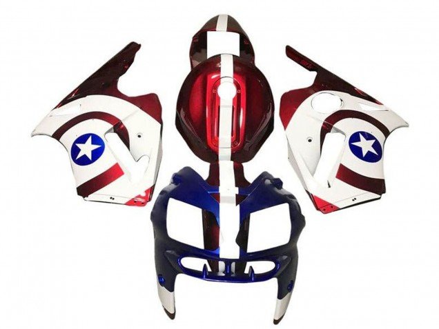 2000-2001 Candy Red White Blue Captain America Kawasaki ZX12R Motorcycle Fairings