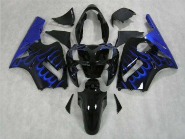 2002-2006 Glossy Black Blue Flame Kawasaki ZX12R Motorcycle Fairing