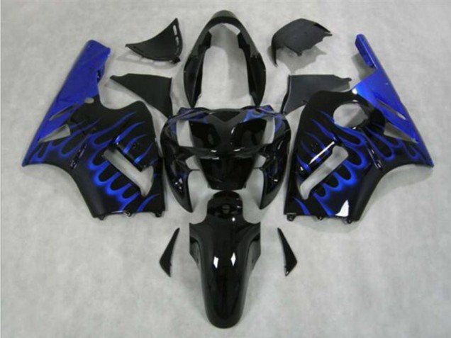 2002-2006 Glossy Black Blue Flame Kawasaki ZX12R Motorcycle Fairing