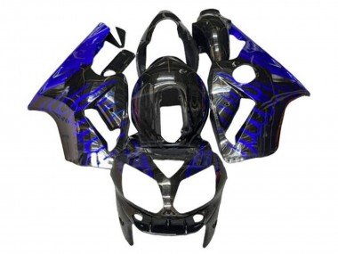 2002-2006 Glossy Black Blue Flame Kawasaki ZX12R Motorcycle Fairings