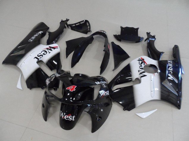 2002-2006 Glossy Black White Red West Mobil 4 Kawasaki ZX12R Motorcycle Fairings