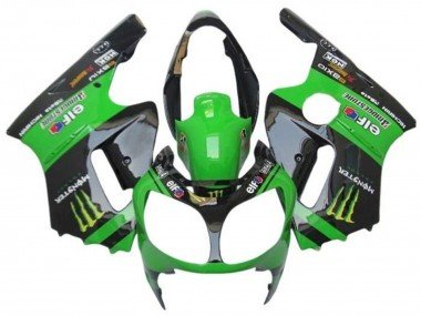 2002-2006 Green Glossy Black Elf Touch4 Monster Kawasaki ZX12R Motorcycle Fairings