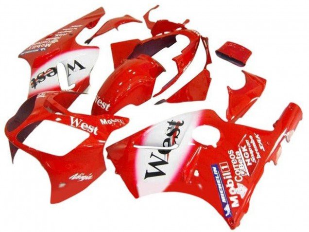 2002-2006 Red White West Kawasaki ZX12R Motorcycle Fairings