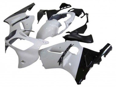2002-2006 White Glossy Black Kawasaki ZX12R Motorcycle Fairings