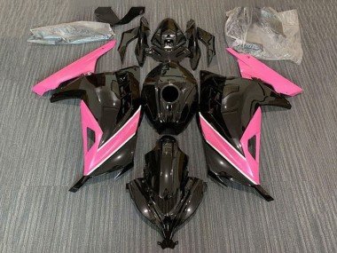 2013-2024 Glossy Black Pink White Stripe Kawasaki EX300 Motorcycle Fairings