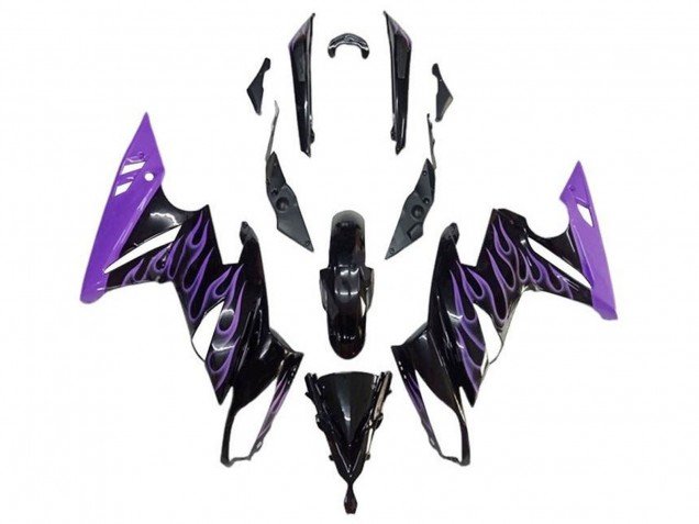 2009-2011 Glosy Black Purple Flame Kawasaki Ninja 650 EX650 Motorcycle Fairings
