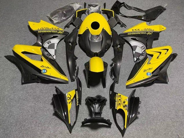 2009-2014 Yellow Faux Carbon Fiber BMW S1000RR Motorcycle Fairings