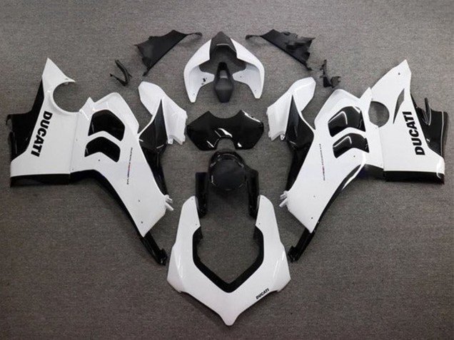 2020-2021 Glossy White Glossy Black Ducati Panigale V4 V4S Motorcycle Fairings