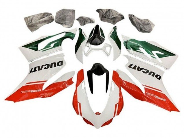 2011-2014 White Green Red Stripe Ducati Panigale 899 Motorcycle Fairings
