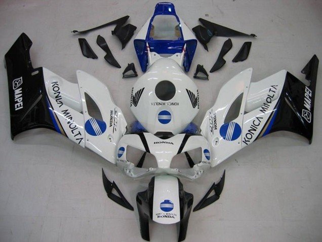 2004-2005 White Blue Glossy Black Konica Minolta Honda CBR1000RR Motorcycle Fairings