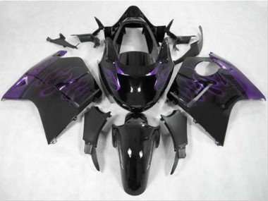 1996-2007 Glossy Black Purple Flame Honda CBR1100XX Blackbird Motorcycle Fairing