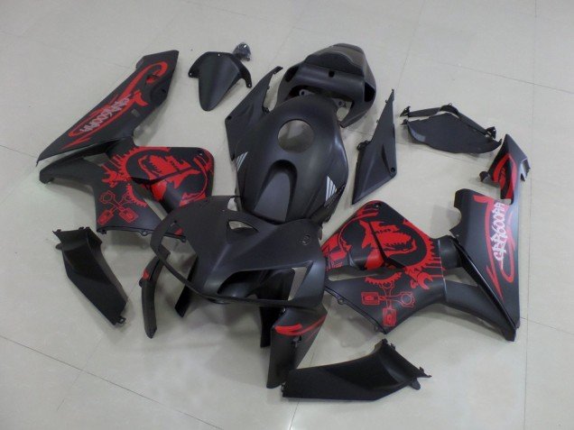 2005-2006 Matte Black Matte Red Gear Honda CBR600RR Motorcycle Fairings
