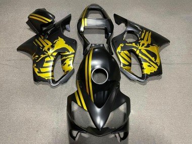 2001-2003 Gold Matte Black Skull Honda CBR600 F4i Motorcycle Fairings