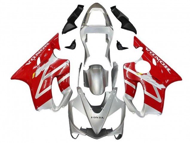 2001-2003 Silver Red Honda CBR600 F4i Motorcycle Fairings
