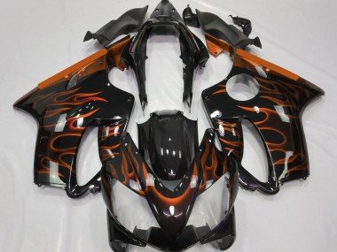 2004-2007 Glossy Black Orange Flame Honda CBR600 F4i Motorcycle Fairings
