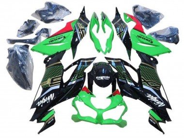 2019-2022 Green Red Glossy Black Honeycomb Kawasaki ZX6R Motorcycle Fairings