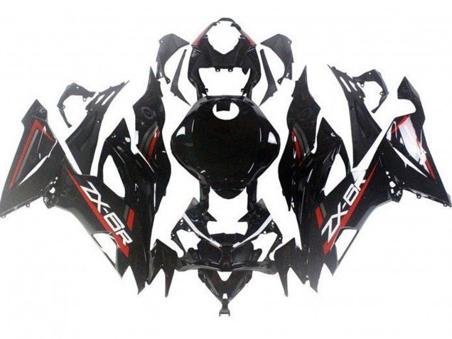 2019-2022 Glossy Black Red Kawasaki ZX6R Motorcycle Fairings