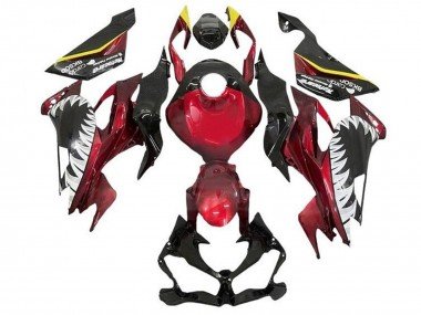 2019-2022 Candy Red Yellow White Shark Kawasaki ZX6R Motorcycle Fairings