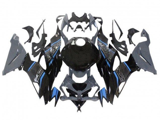 2019-2022 Grey Blue Black Honeycomb Kawasaki ZX6R Motorcycle Fairings