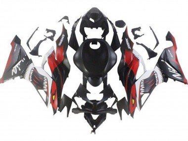 2019-2022 Matte Black Red White Shark Kawasaki ZX6R Motorcycle Fairings