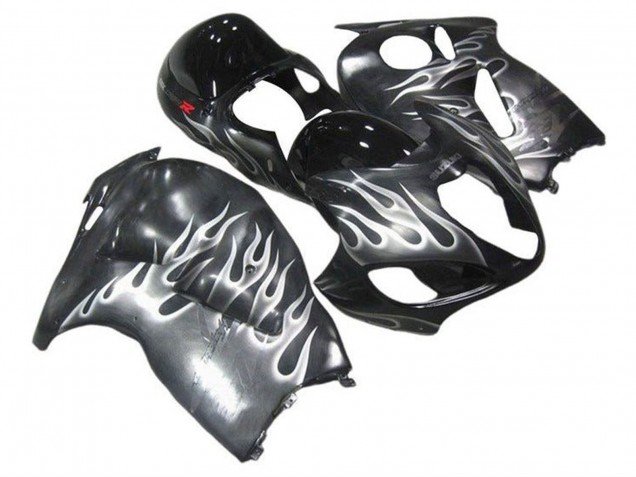 1996-2007 Grey Black White Flame Suzuki GSXR 1300 Hayabusa Motorcycle Fairings