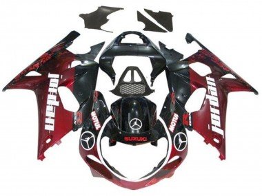 2000-2002 Glossy Black Dark Red Jordan Suzuki GSXR1000 Motorcycle Fairings