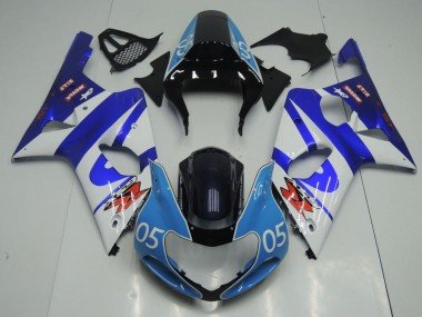 2000-2002 Blue White Glossy Black and Light Blue 05 Suzuki GSXR1000 Motorcycle Fairings