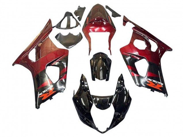2003-2004 Red Glossy Black Suzuki GSXR 1000 Motorcycle Fairings