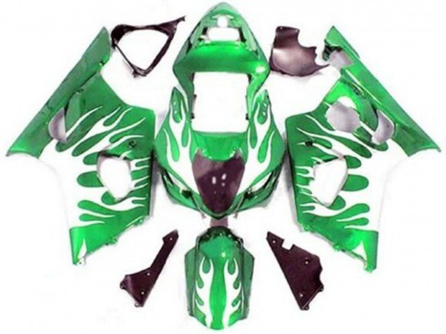 2003-2004 Green White Flame Suzuki GSXR 1000 Motorcycle Fairings