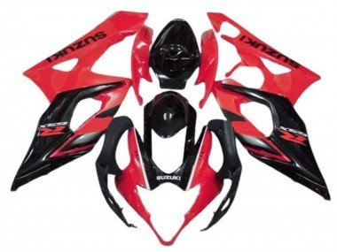 2005-2006 Red Glossy Black Stripe Suzuki GSXR 1000 Motorcycle Fairings